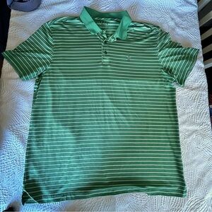 Izod Green and White Striped Polo Shirt